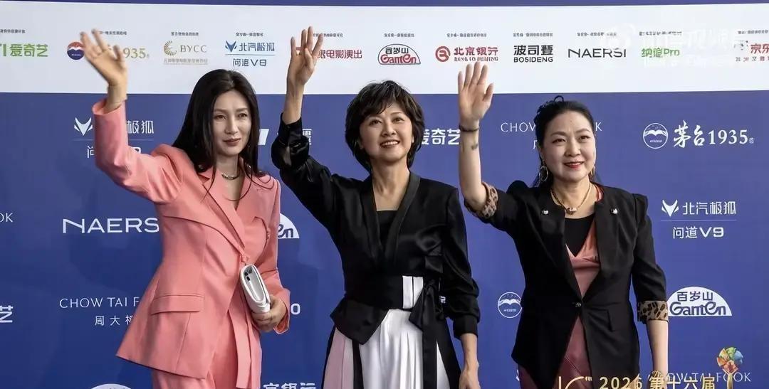 林芳兵朱琳沈丹萍一起走上北影节红毯。我盯着直播画面差点喊出来。三位老师穿的都