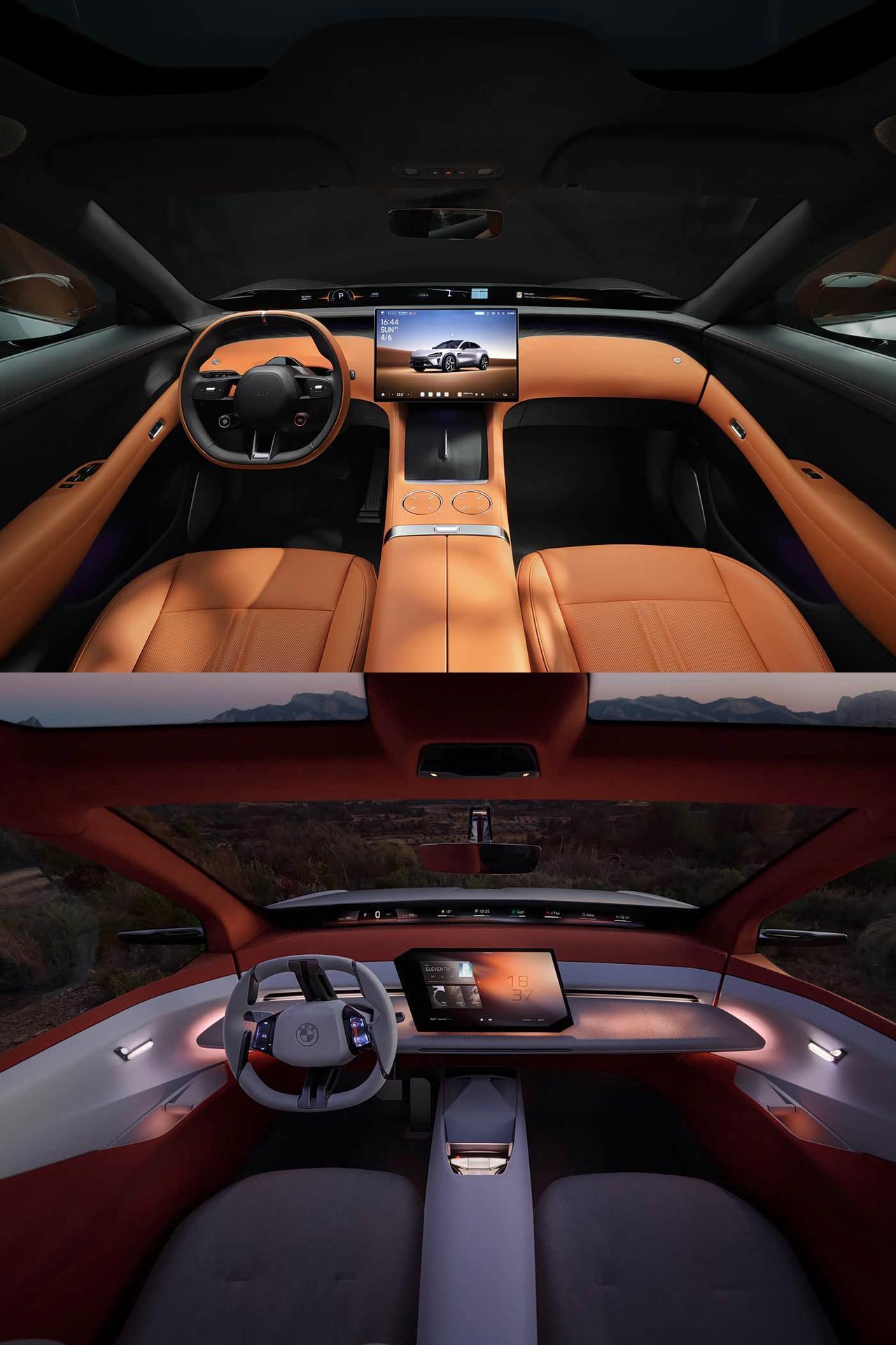 都是PHUD方案，小米和宝马两家公司的大屏却用了截然不同的设计思路。我做个小调