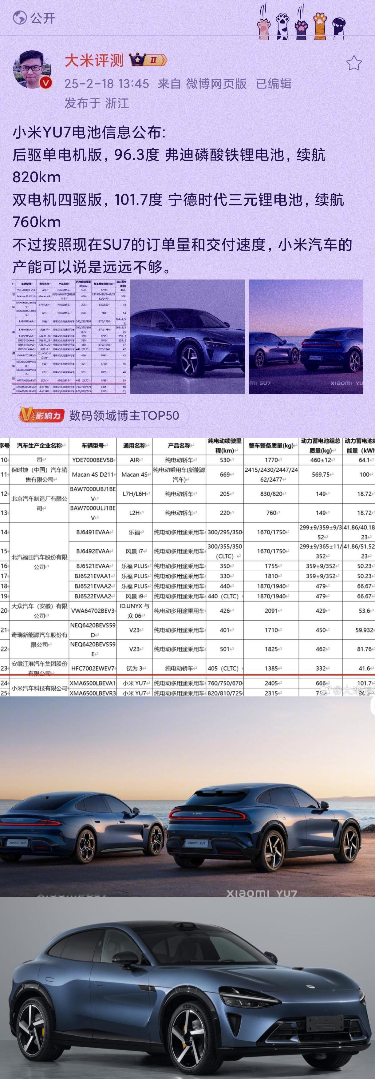 当雷军允许小米YU7续航曝光的时候其实已经做好了心理准备，这就是现实。说几句大