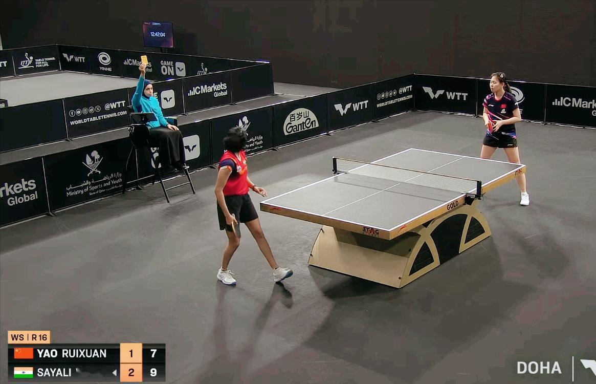 爆冷！孙颖莎师妹姚睿轩被印度选手算计了！最终1:3输给了萨莉亚瓦尼。不过裁