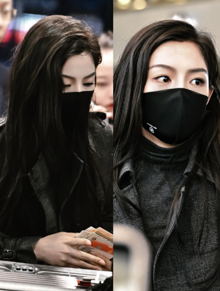 陈丽君走机场英气十足，气质迷人。陈丽君12.20全妆出行，近距离看好美，穿风衣好