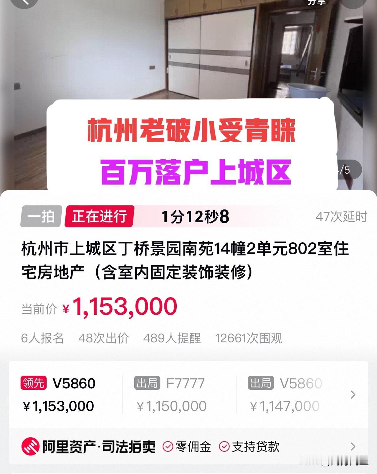 一百万买杭州主城区的住宅杭州市区的老破小，成了法拍市场的香饽饽。杭州是个美丽