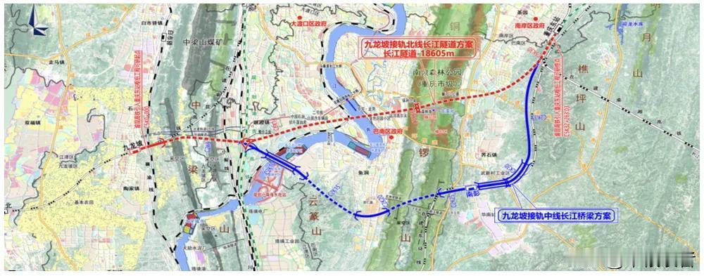如果渝昆高铁九龙坡至重庆东站直通线以隧道形式穿长江、铜锣山后进重庆东站，那么在巴