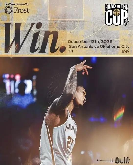 马刺官方真是太懂人情世故了！今天马刺在NBA杯半决赛中以111：109力克雷霆，