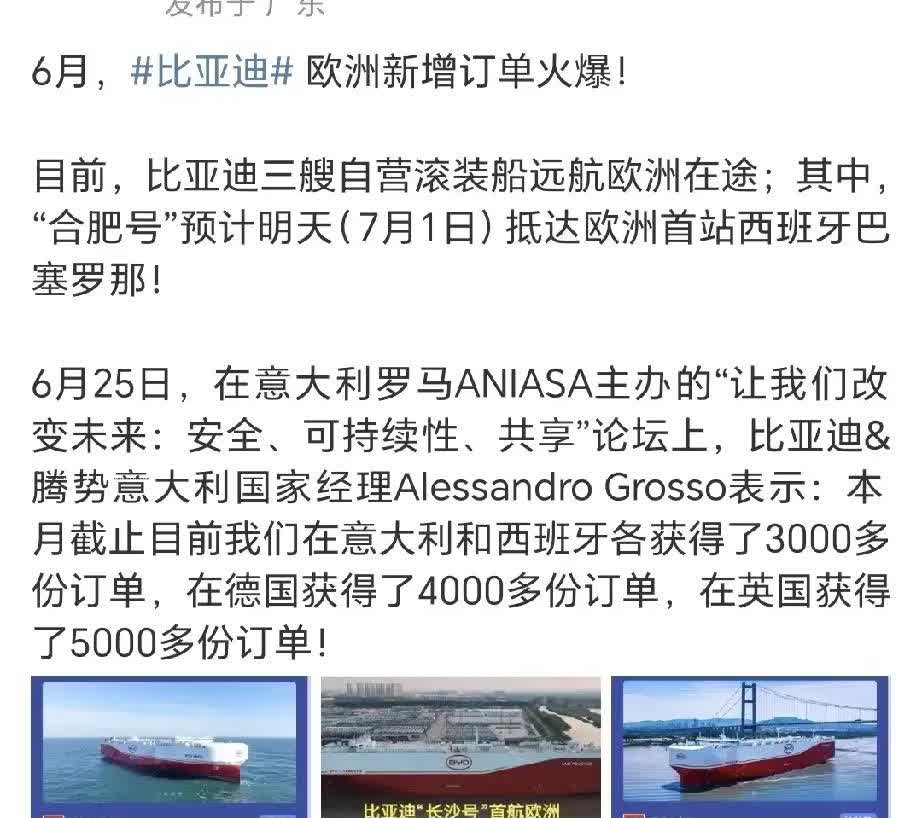 比亚迪李柯总真的是帅才！！！去了趟欧洲，一下子把欧洲市场给搞定了，今年欧洲市