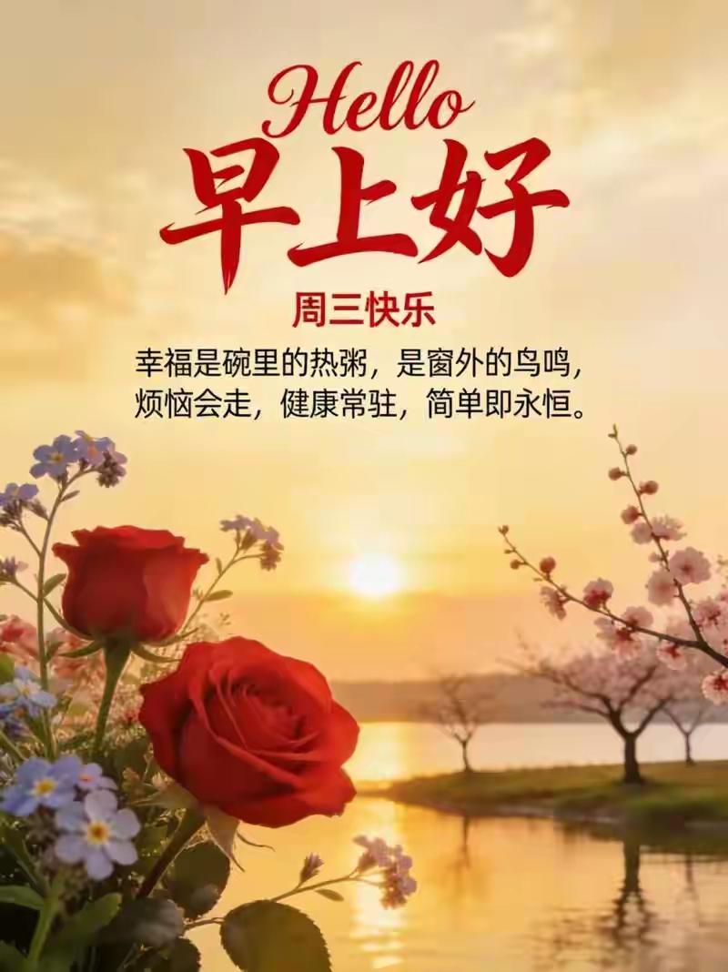 🌹早上好🌹心宽烦忧少，身安岁月饶；三餐烟火暖，四季平安绕；闲来赏清风，