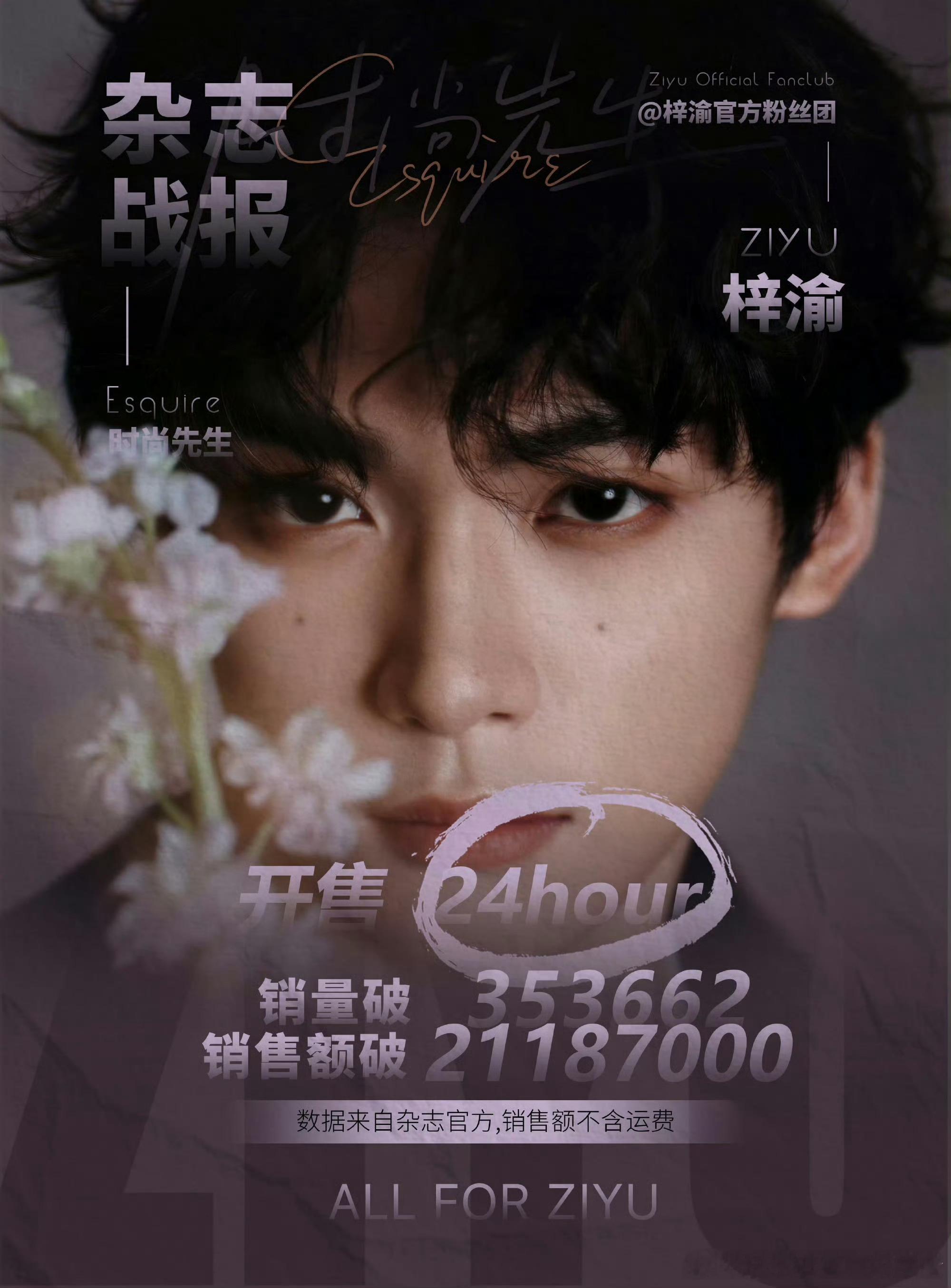 梓渝《时尚先生》24小时销量2118.7万中国艺人杂志榜前十占四前七占三前三