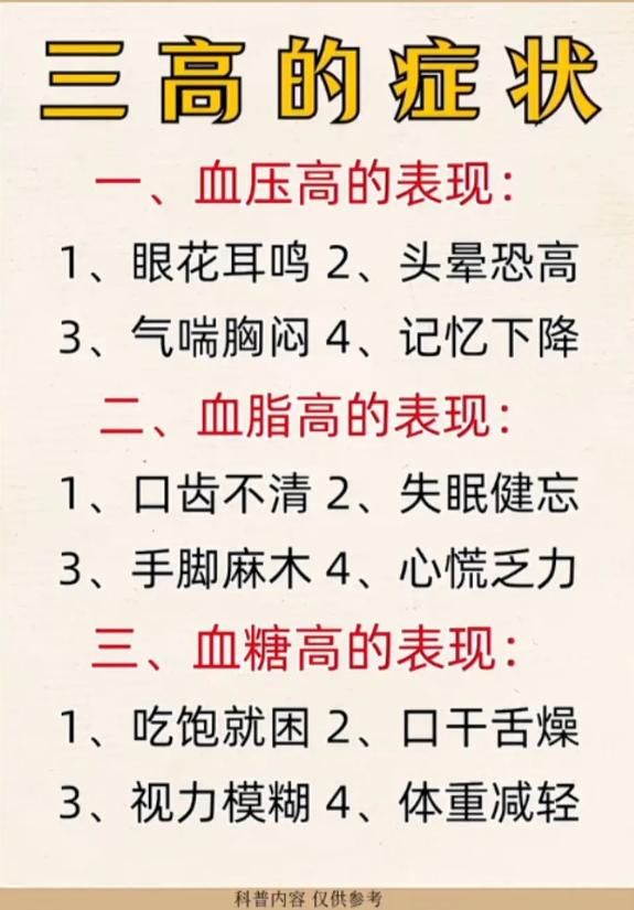 三高身体信号大全，高血脂症状早认清