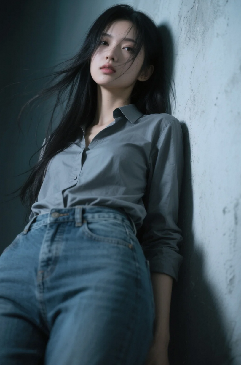 发丝乱了，眼神却更野了｜这组仰拍写真，美得带点攻击性
