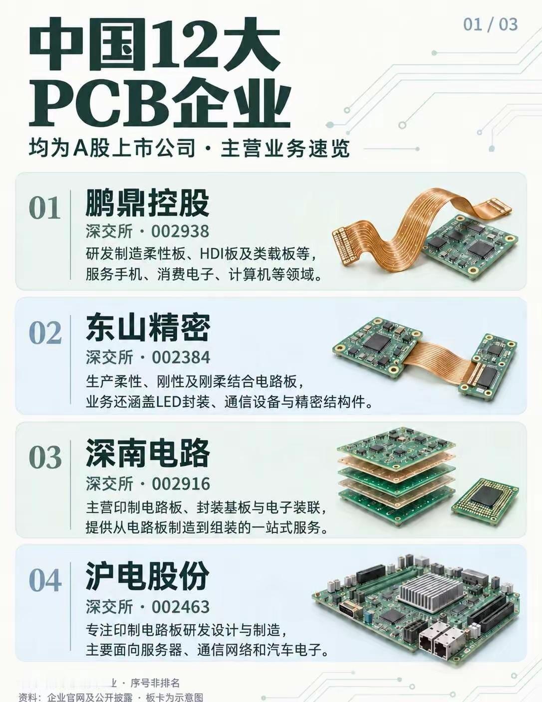 龙头！国内PCB产业链12大企业一览！PCB，印制电路板，负责连接芯片、传输电流