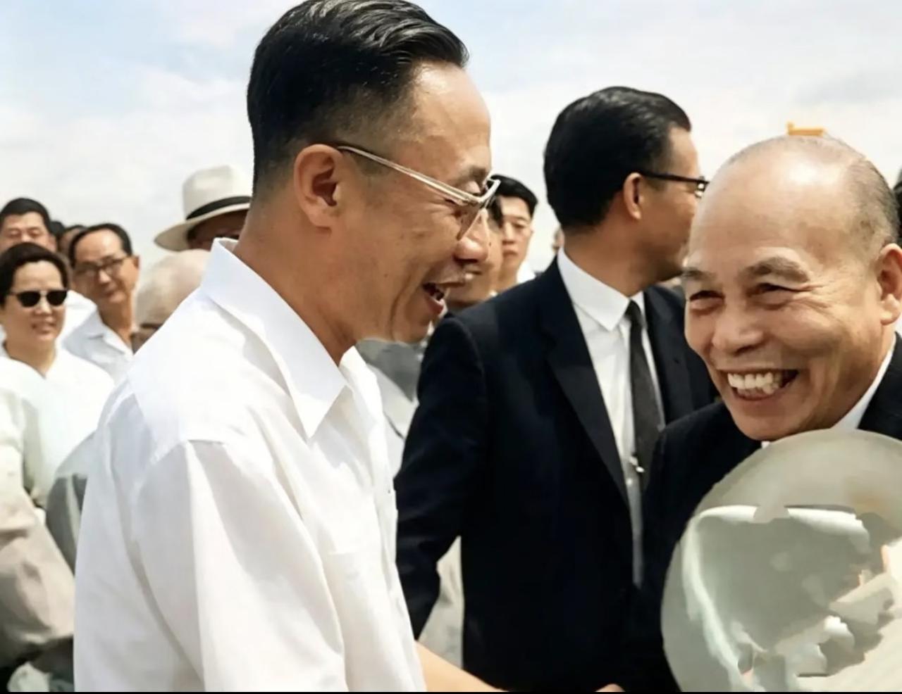 没想到清朝末代皇帝和中华民国代总统，居然有一天会笑着握手寒暄。这张1965年拍于