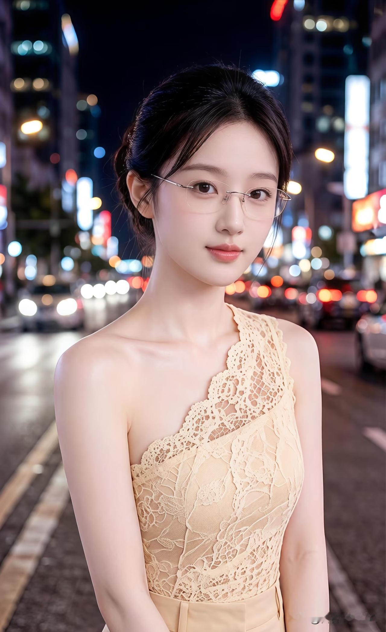 卜算子·夜街灯影织流霞，夜色笼清俏。镜里明眸映市光，风软衣香绕。一