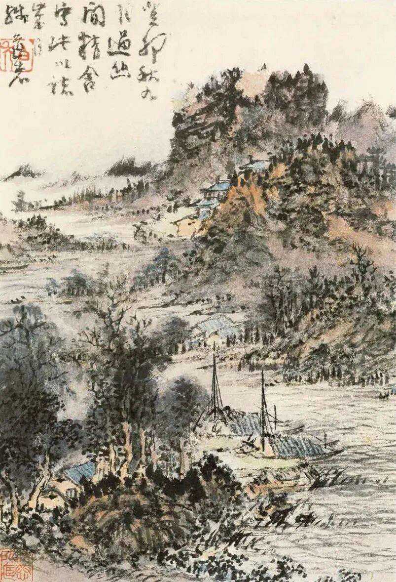 髡残山水画。髡残的画章法严密，繁复而不迫塞，稳妥又富于变化，敢于刻意翻新，重视
