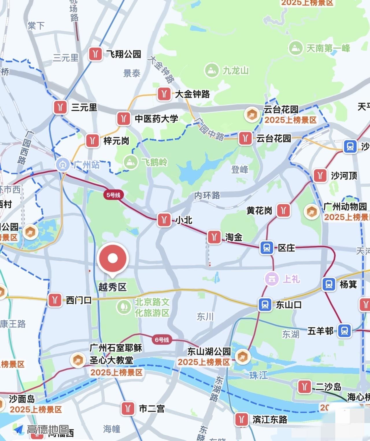 越秀区为全广州密度最高的区[呲牙笑]花都区是广州地铁密度最低的区，为啥区别那么大？