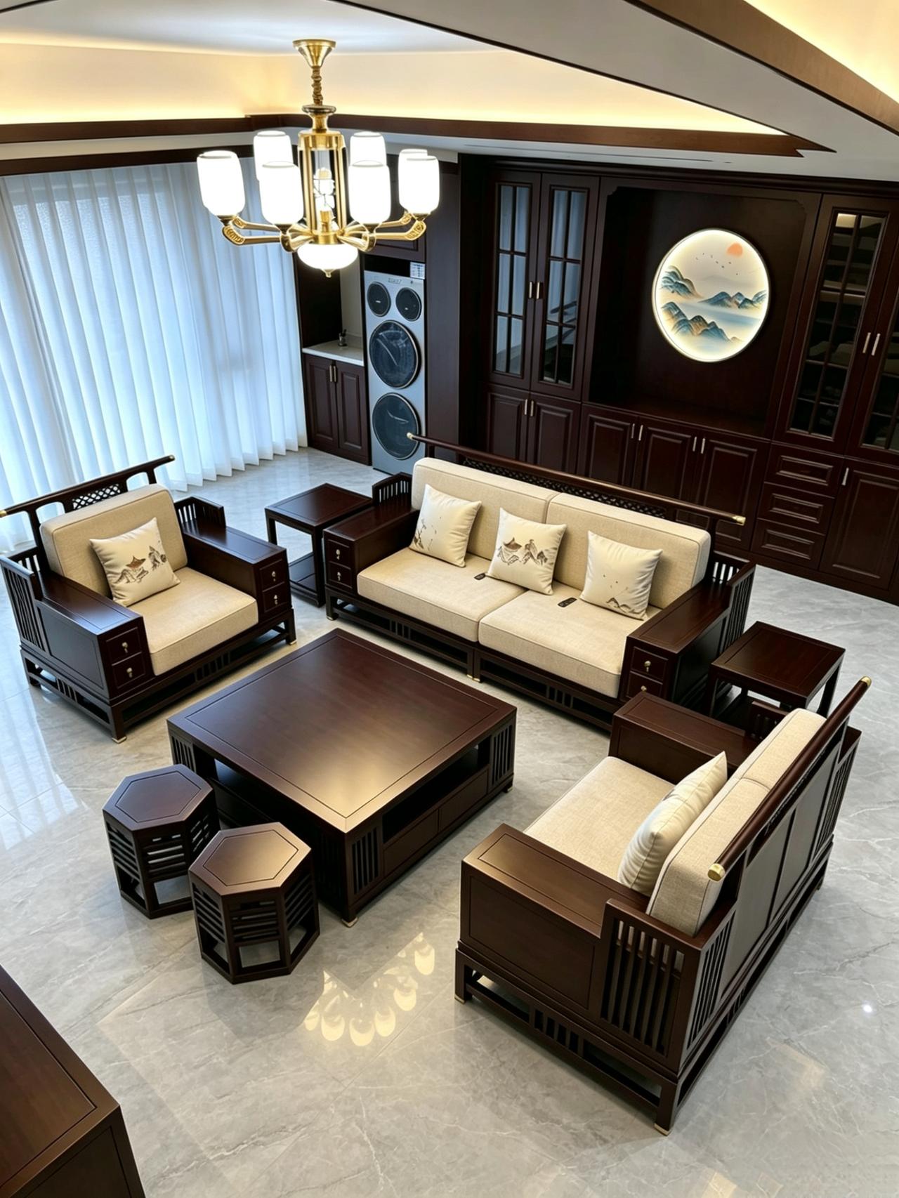 新中式家具新中式沙发全屋定制家具客厅搭配中式美学