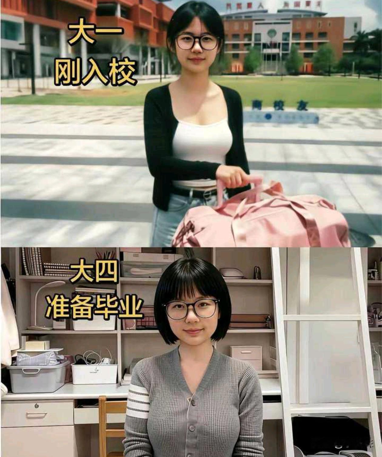 这四年吃了多少苦，只有自己知道，大家看看变化大吗？