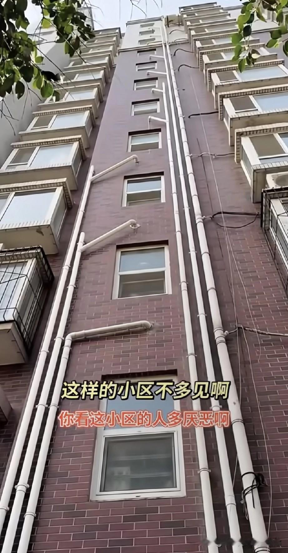 这小区的下水管道，直接把我看傻了!今天路过一小区，抬头那刻直接瞳孔地震——