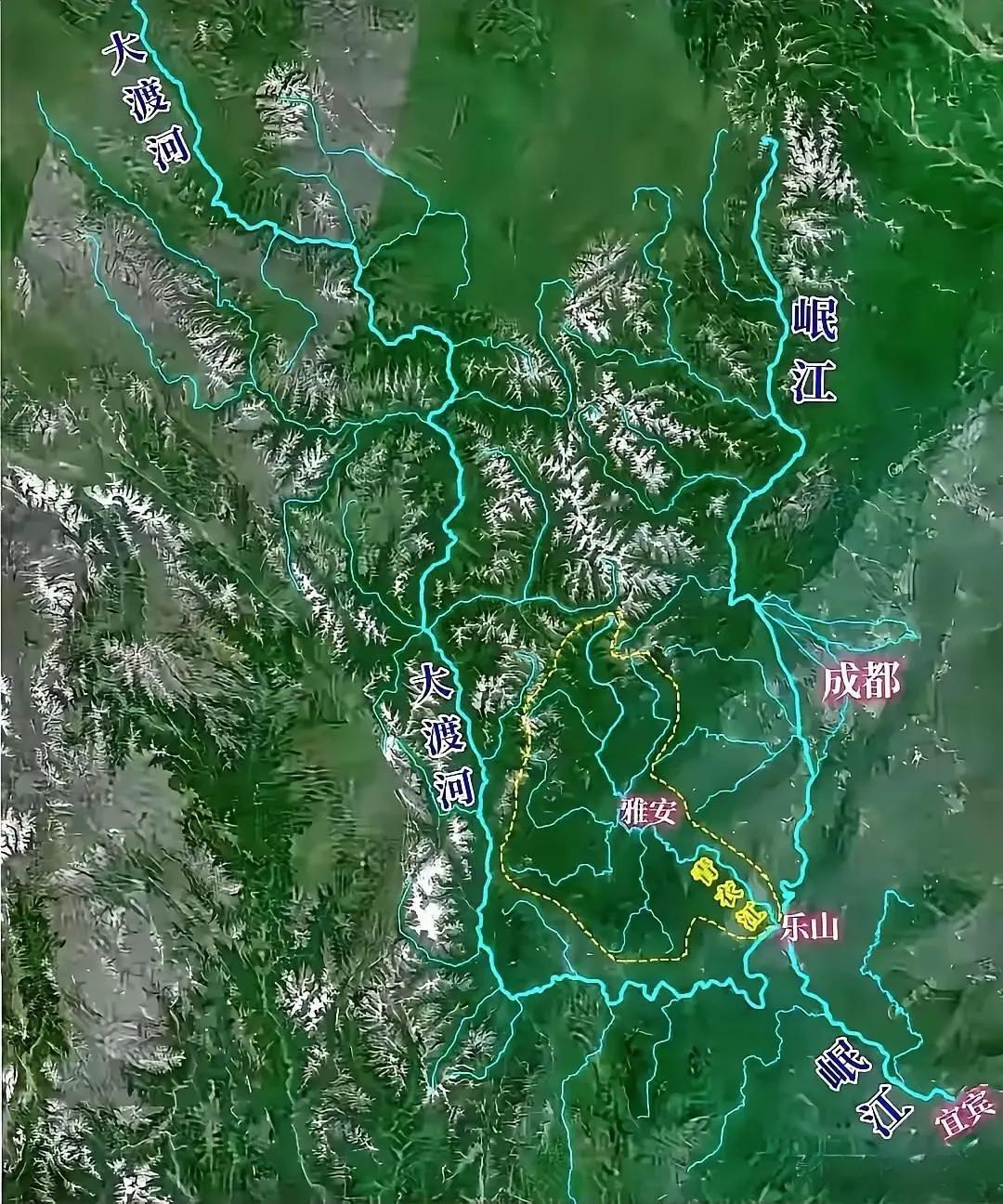 单从位置上看，乐山有三江汇流，有开阔耕地，比成都更适合当西蜀的中心。成都只有条府