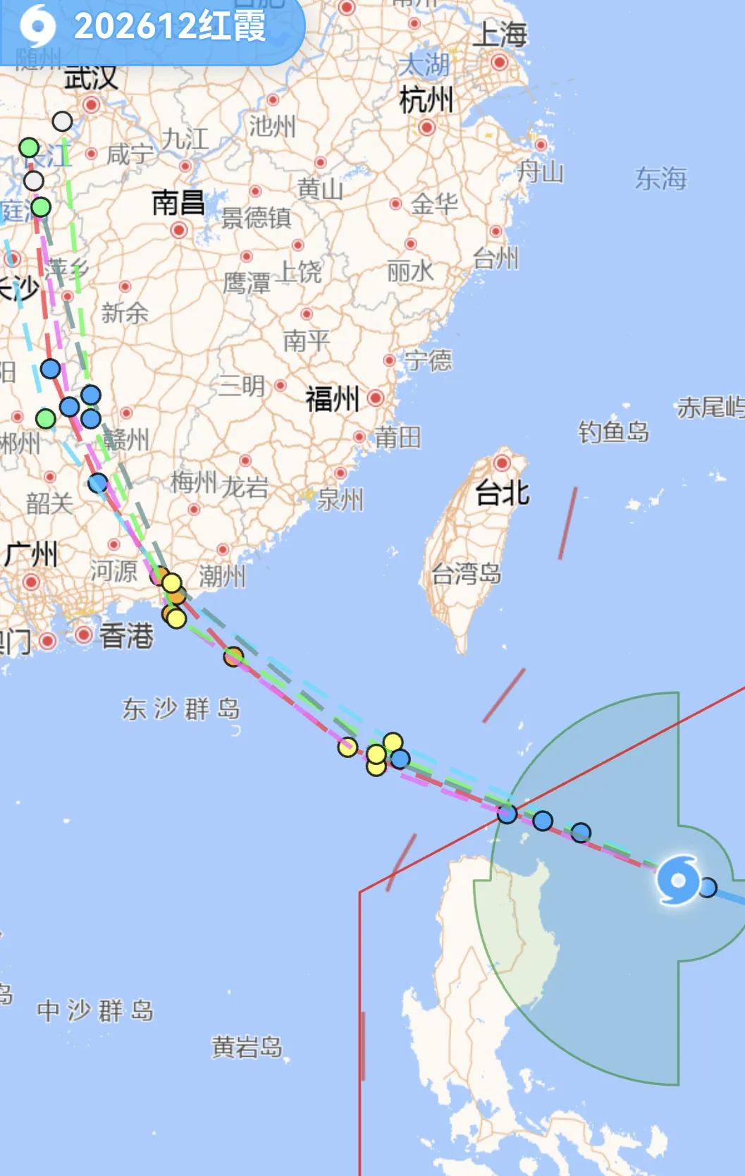 12号台风红霞已生成为热带风暴，风力强度为8级，预报将在26日凌晨2时在汕头至汕