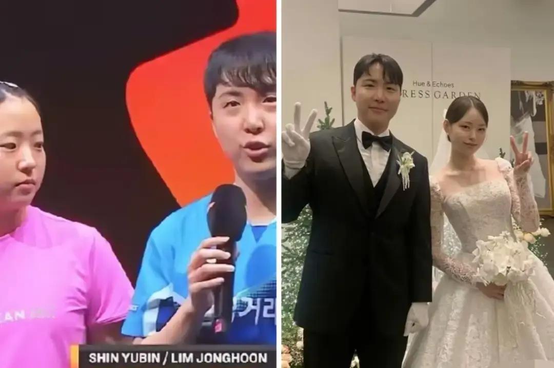 老婆吃醋了韩国乒坛最甜混双，林钟勋和申裕斌又要一起打亚运。老婆在镜头前笑着