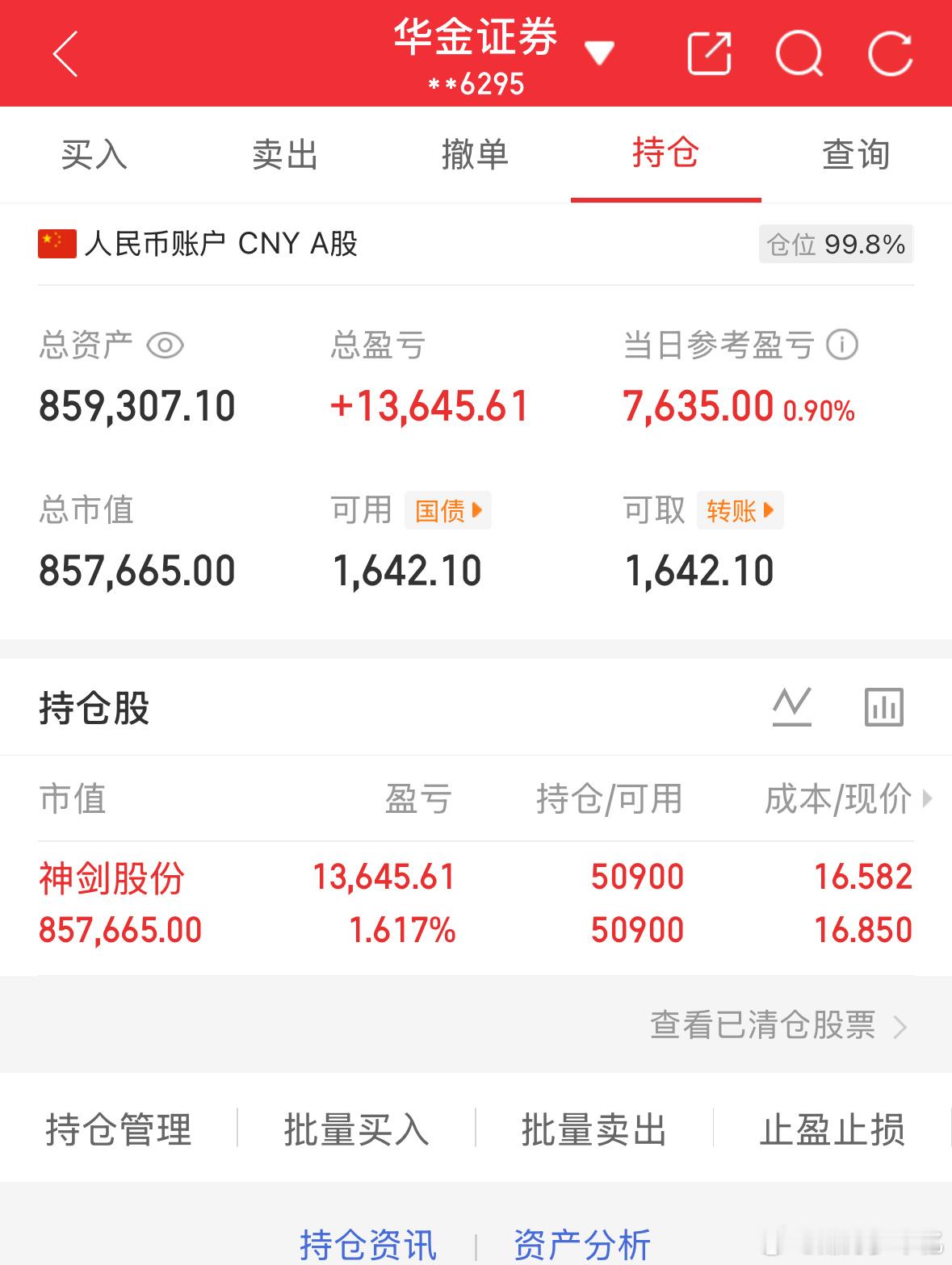 4.14记录炒股第126天（初始50万）总资产：859307当日参考盈亏：+76