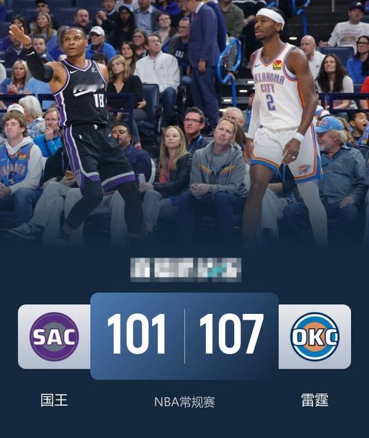 NBA消息：国王队101-107雷霆队，本场比赛3个不得不说的不争事实。1、