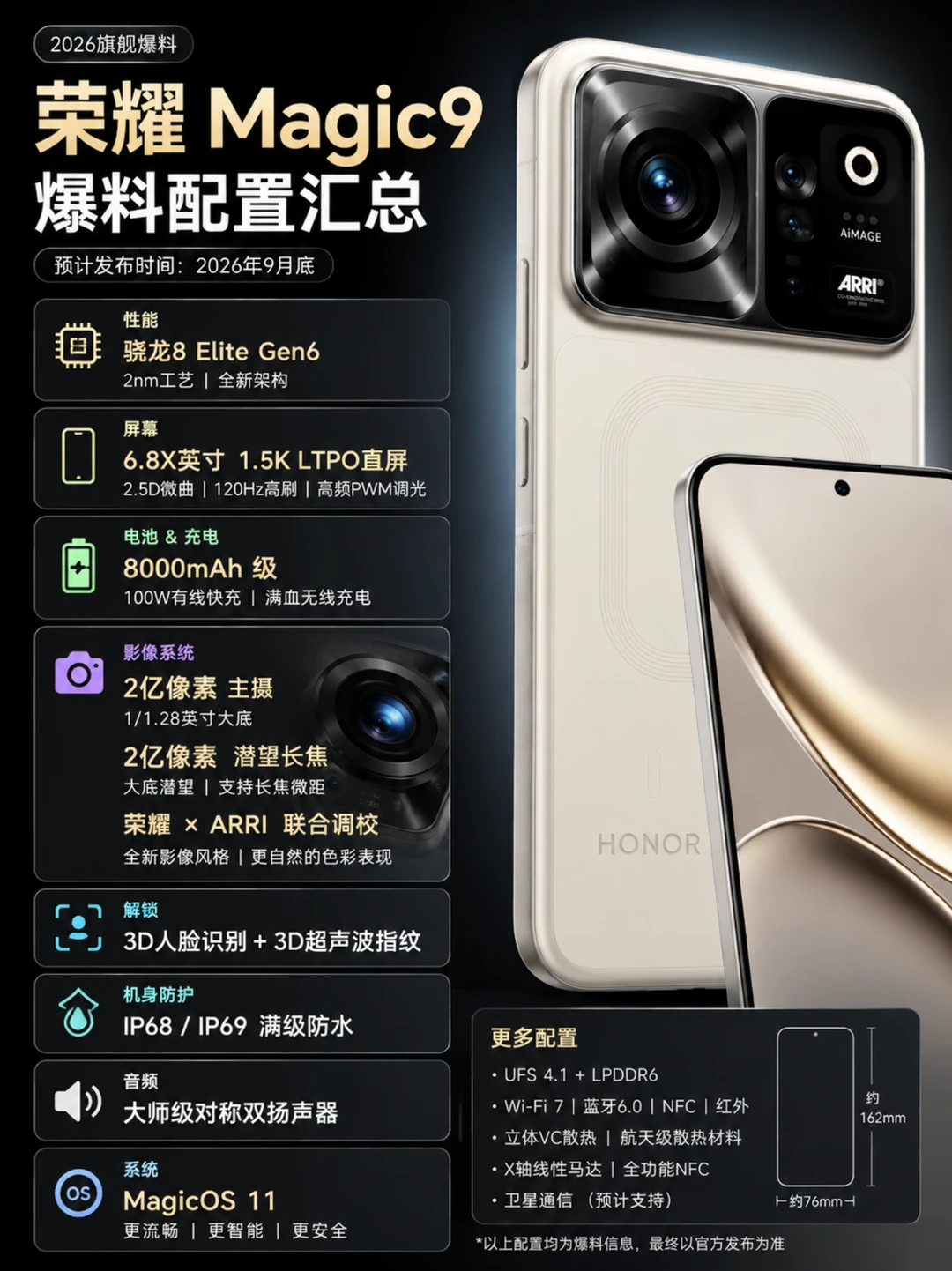 荣耀Magic9配置曝光，这次有点猛啊