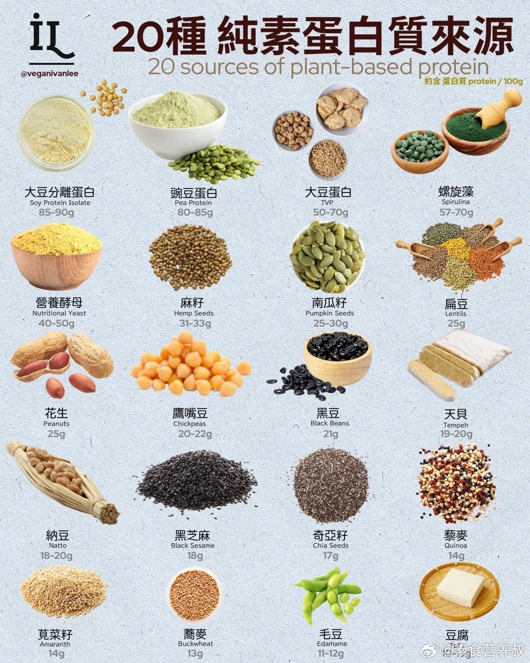 20种纯素蛋白质来源​​​
