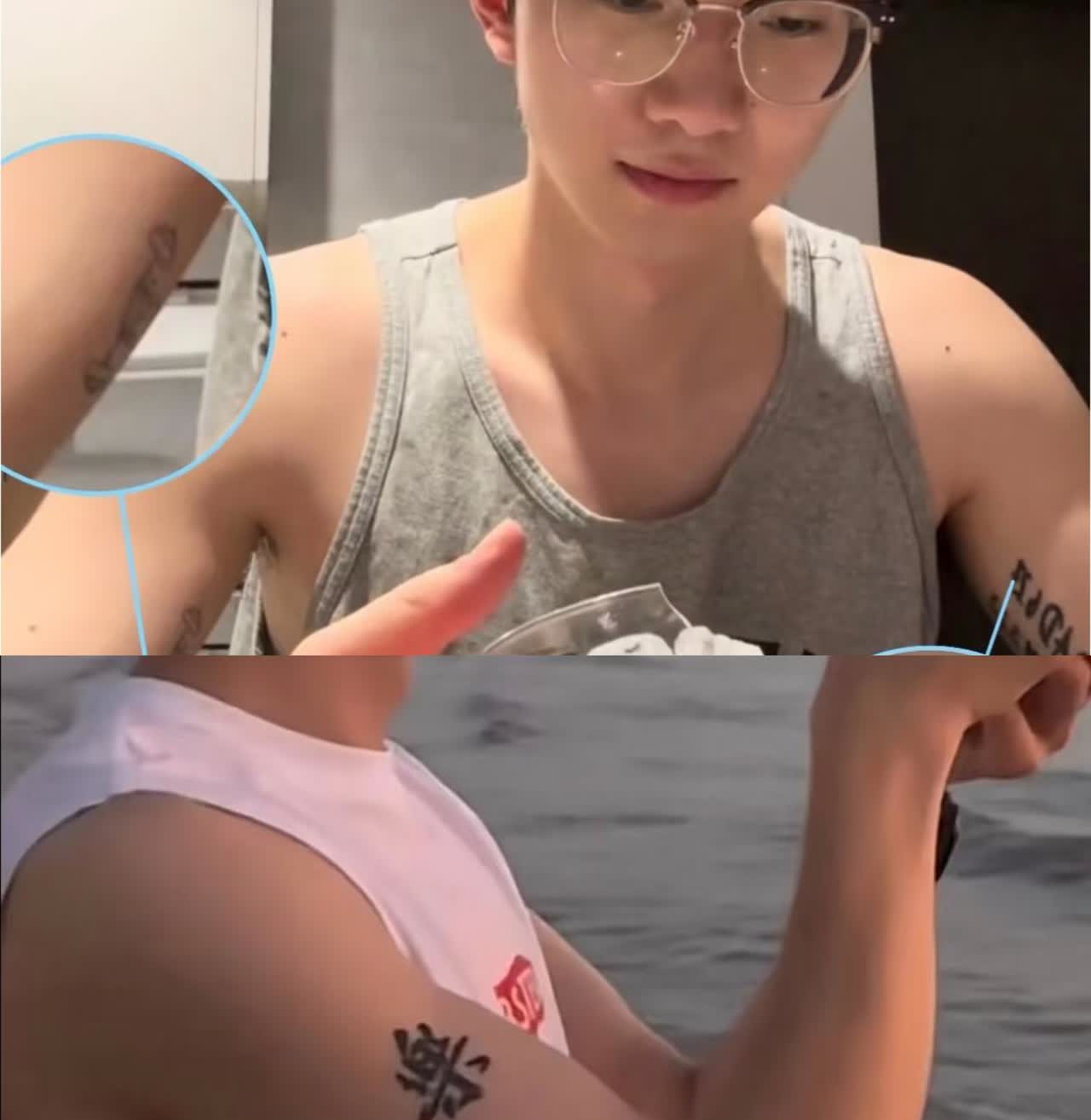 刷到《心动8》男嘉宾王乐晨身上竟然有三个纹身，手臂上是他的名字中的“乐”字的繁体