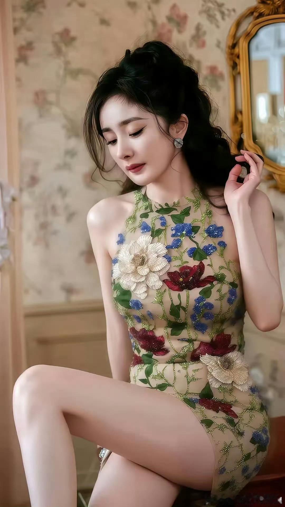杨幂的颜值到底如何,身材有多好?杨幂这套薄丝旗袍不紧修身，颜色也是搭配的非常好看