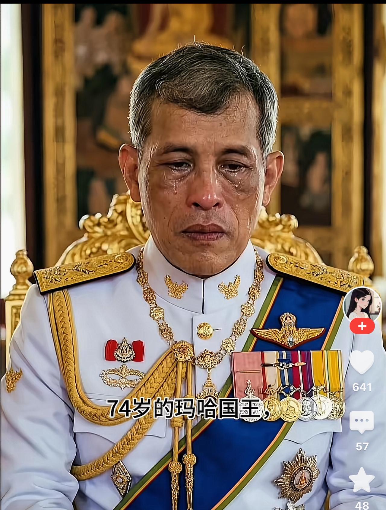 这个哭的稀里哗啦的男人绝对是真泰王。6月13号那天，曼谷大皇宫的迎灵仪
