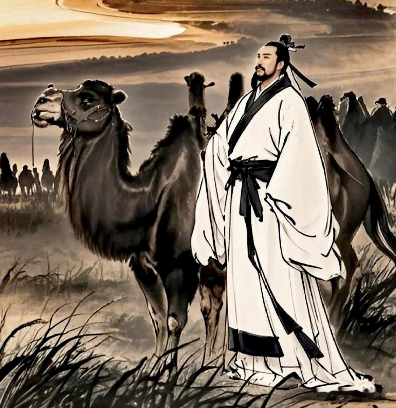 公元前129年，张骞带着妻儿，趁着暴风雪逃了。这一逃就是几十天，快到月氏时，却被