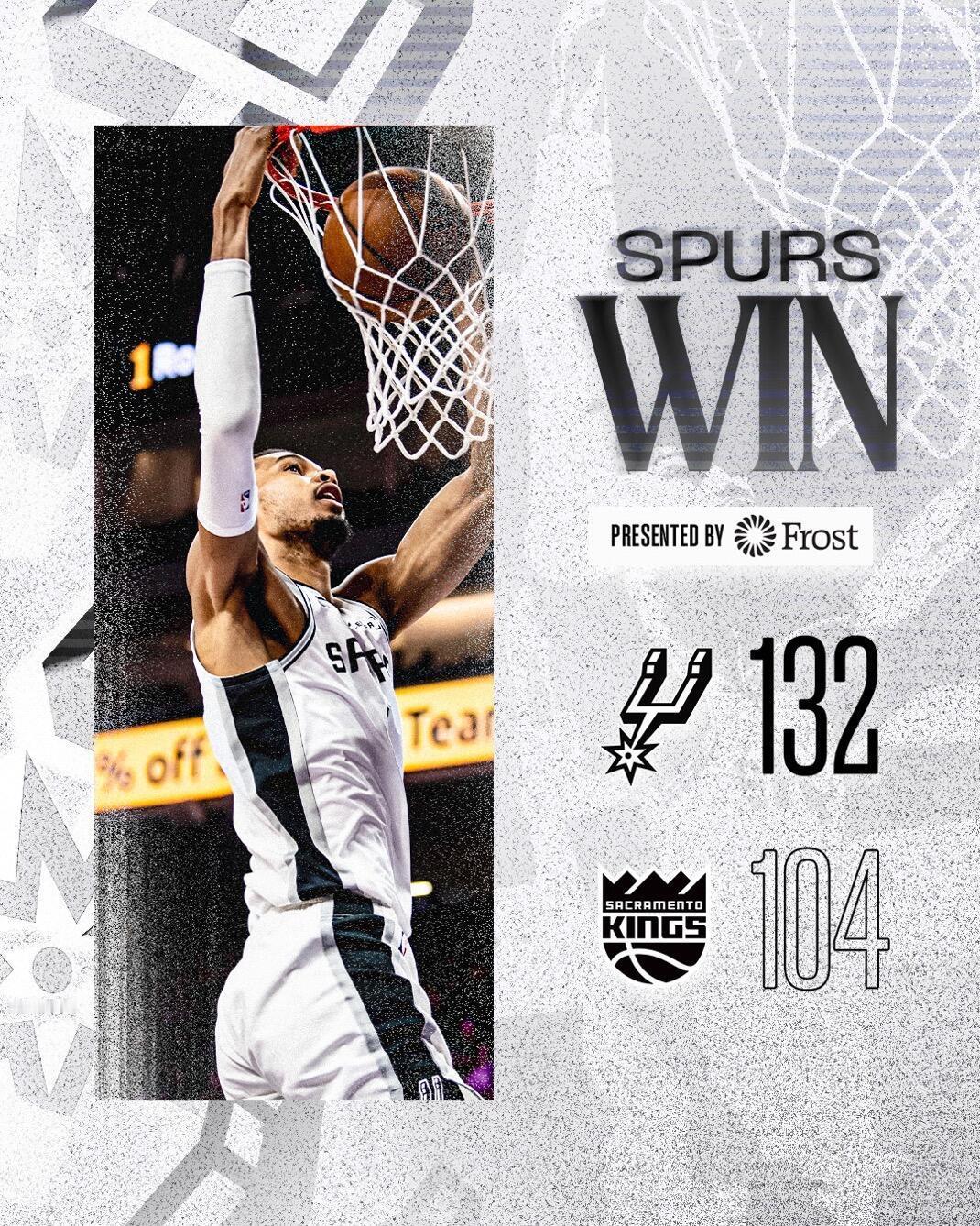 马刺客场大胜国王迎三连胜！文班亚马全能表现，哈珀、KJ复出助力