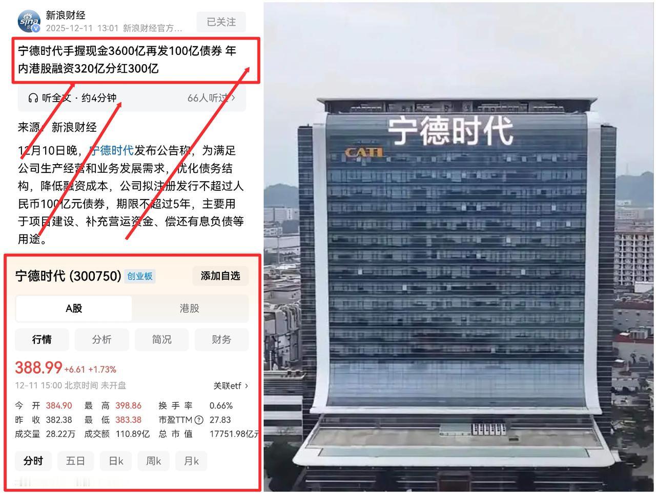 宁德时代账上躺3600亿，转头又问市场借100亿！这操作我看傻了：好比你家存款千