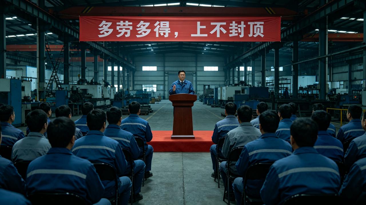 大刘连续三个月拿了车间的产量冠军，照片贴在光荣榜上，奖金拿了九百元。第四个月，