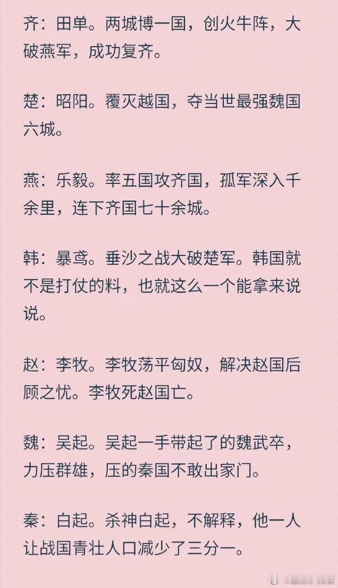 战国七雄各国第一名将都是谁？七国第一名将尤以秦国最有名、最厉害，而韩国称雄靠得是