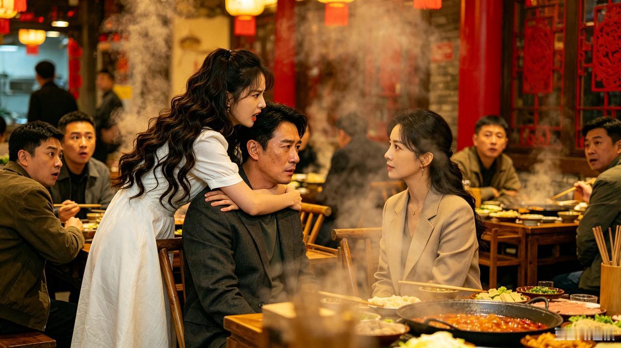我和丈夫在餐厅吃饭时，他的女同事路过后，一把搂住他质问我：“你敢跟我男朋友吃饭？