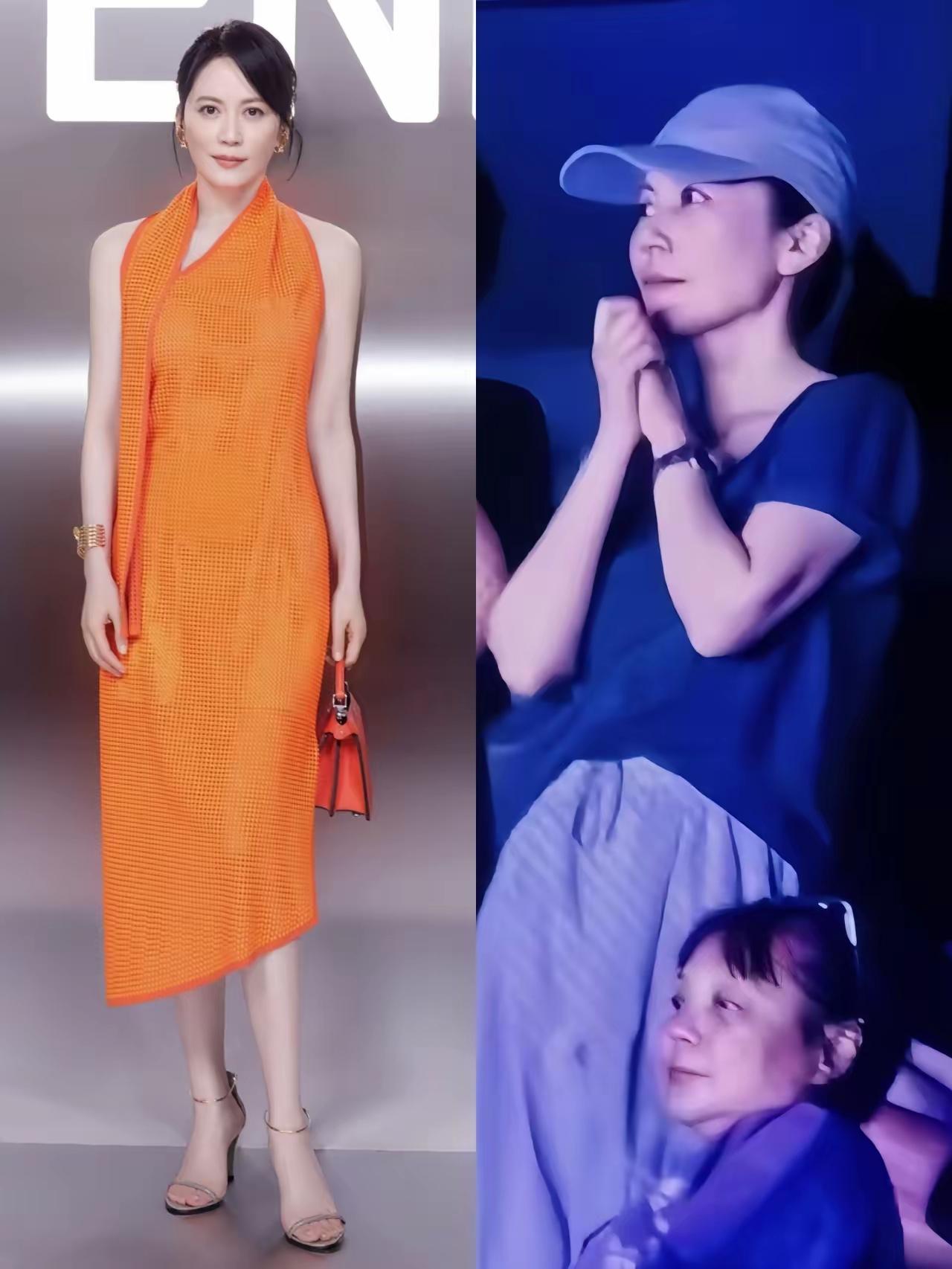 俞飞鸿陪着王菲去看谢霆锋演唱会这状态真的太棒了55岁俞飞鸿的冻龄体态，全是常