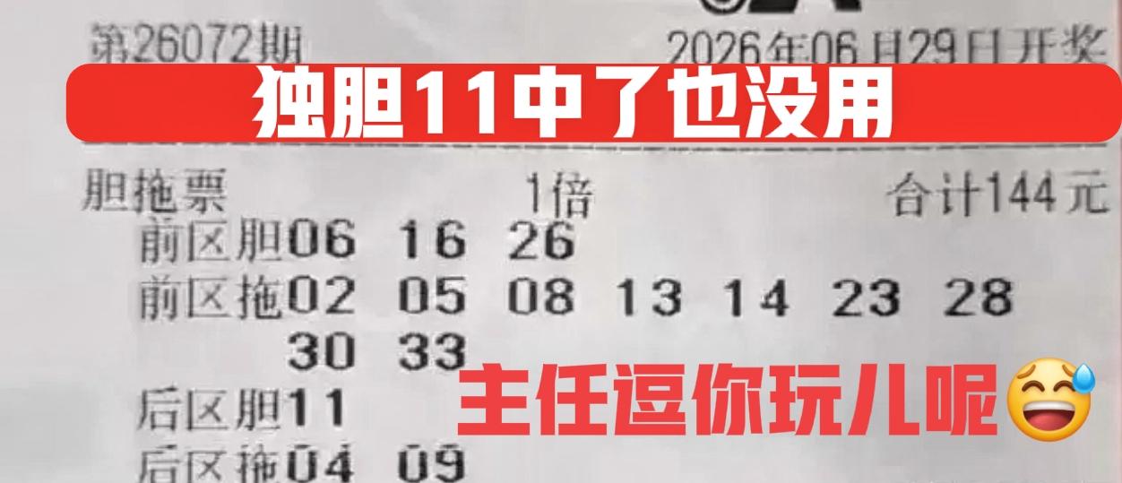 主任逗你玩儿呢？就算中了独胆又如何呢？还不是废纸一张，这就是主任惯用的伎俩，大乐