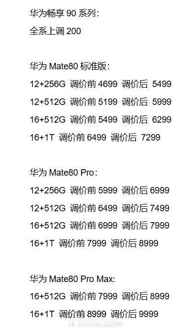 这一调价，Mate90系列的价格可能就有眉目了[doge]​