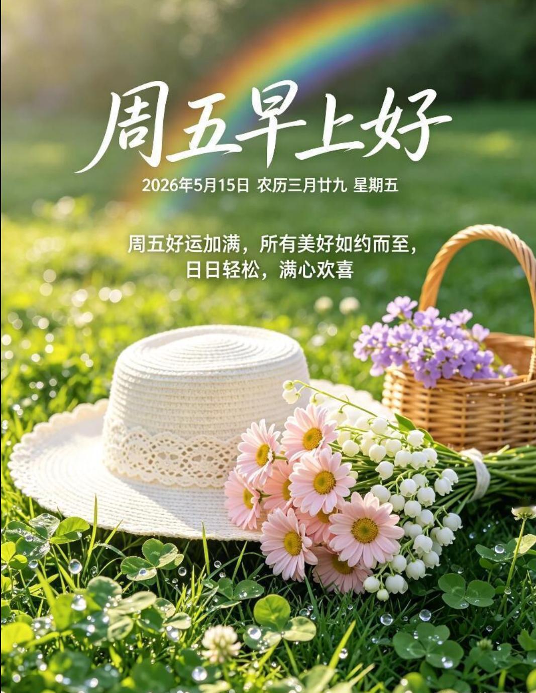 🌈早安周五！时光荏苒，一周将尽，不必苛求事事完美，只需守住内心的平和。在这个美