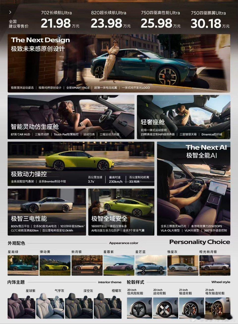 全新小鹏P7今日上市，全系四款车型，售价21.98-30.18万元，不仅无缝衔