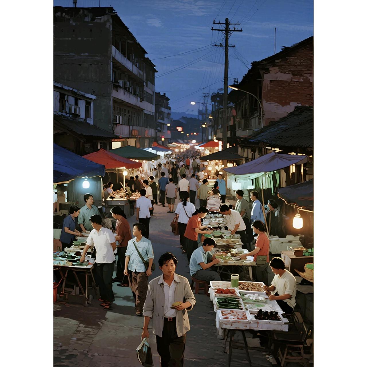 摆摊并非易事。以卖小吃为例，首先要解决食材采购问题，既要保证食材新鲜，又得控制成