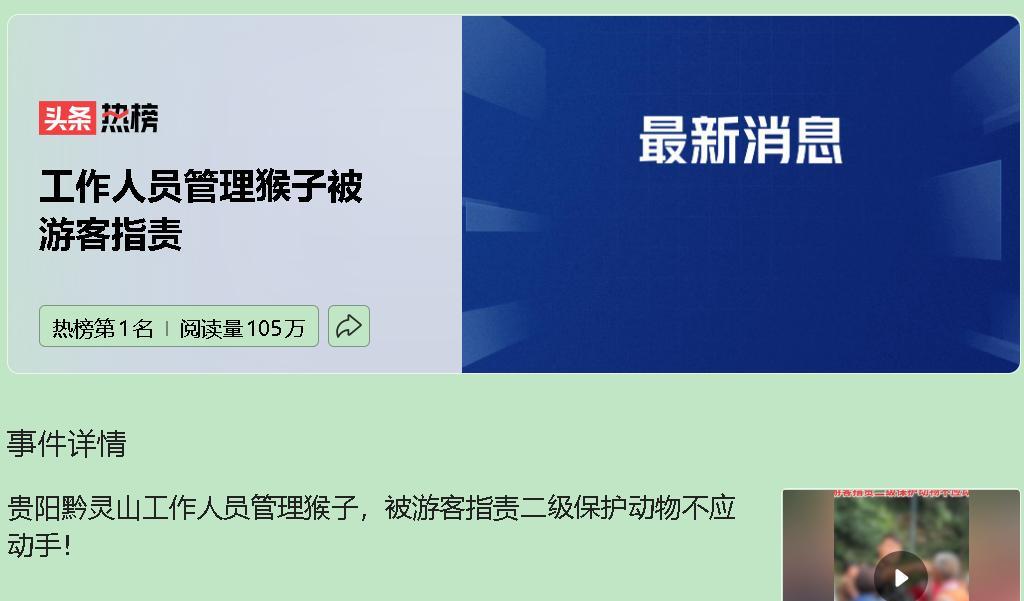 黔灵山公园，一群猕猴成了“烫手山芋”。它们可是国家二级保护动物，可从2020