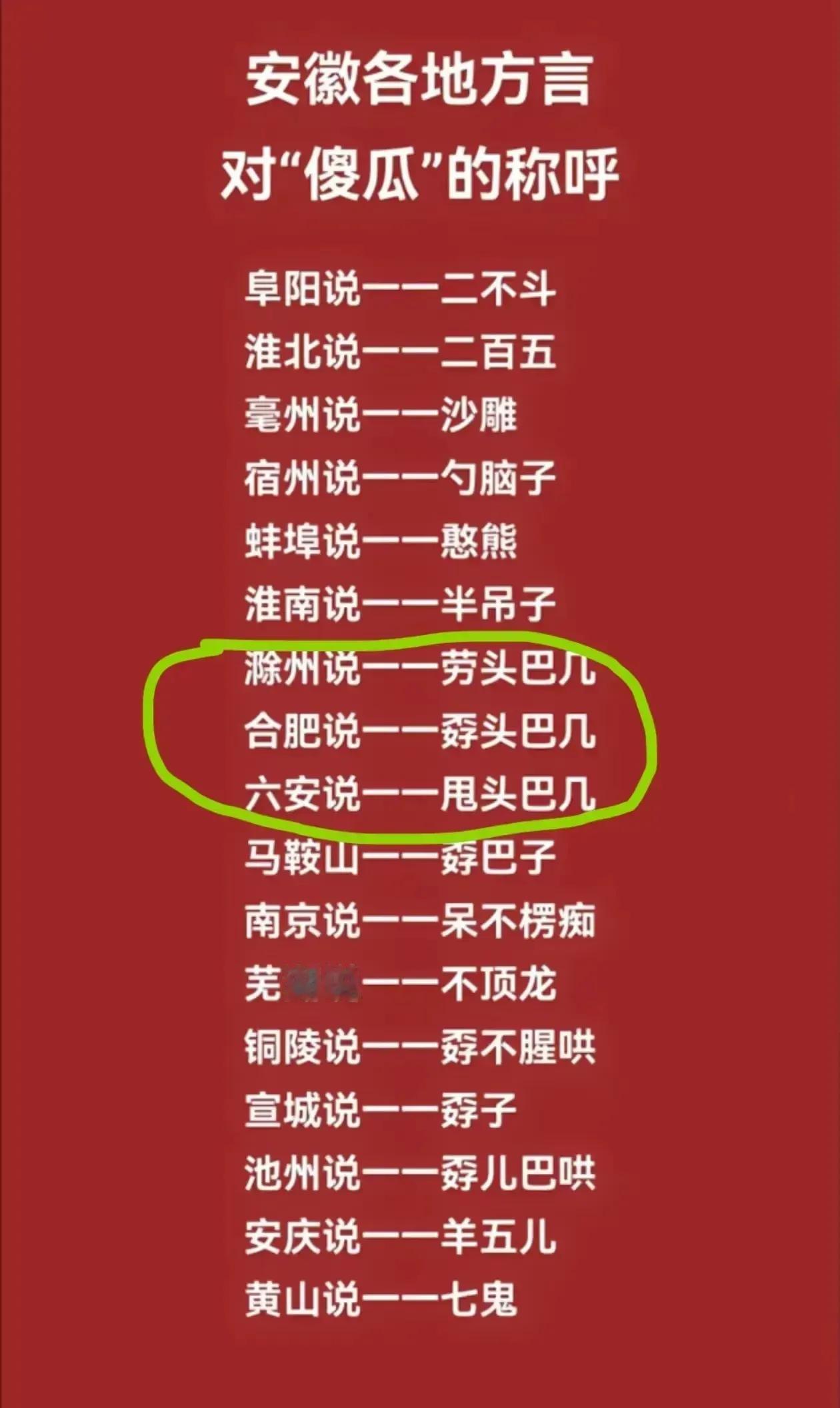 安徽方言说傻瓜！每个地方大不同！上学那会，和一个女同学去步行街玩，回校时她磨磨