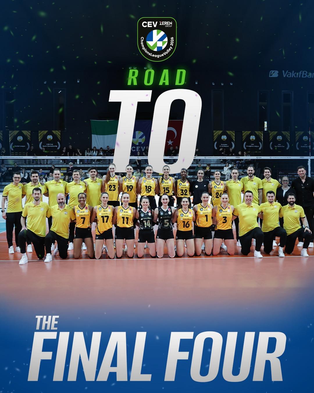 瓦基弗银行拿到欧冠最后一个名额2025-2026女排欧冠四分之一决赛次回合，