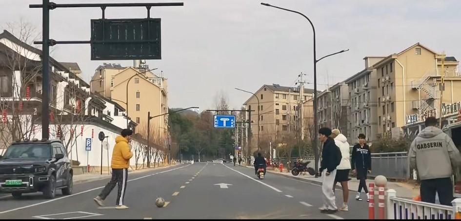 某地农业大学的这几位外籍留学生，在路中间玩球不说，车主开车路过，就按了一下喇叭，