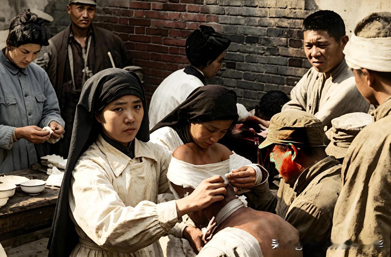 1937年淞沪抗战期间，上海中外修女及僧侣救护队登车奔赴前线1937年上海八一