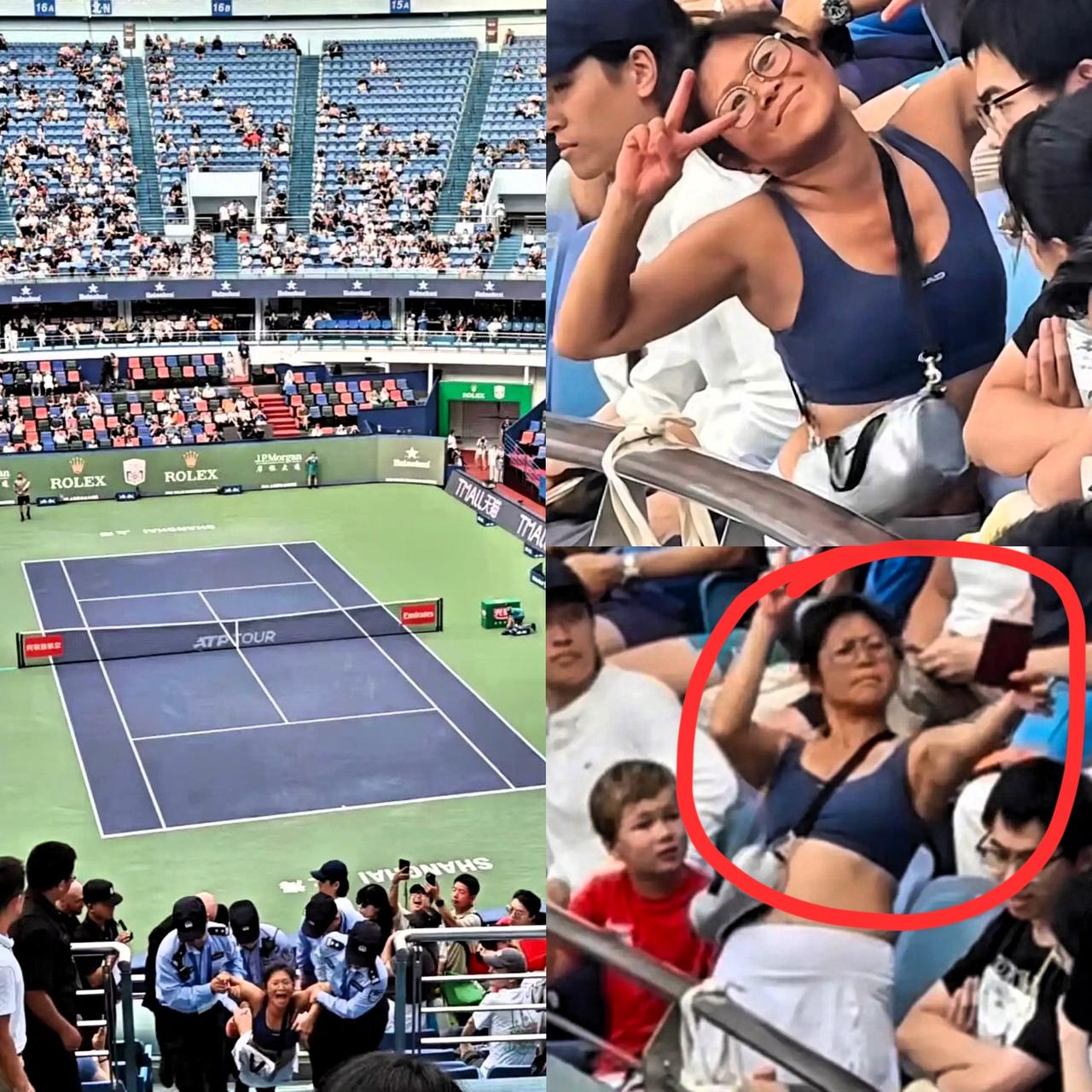 谁看了不气笑？上海网球大师赛第一天就出了糟心事！贝雷蒂尼的比赛正紧张着，看台上一