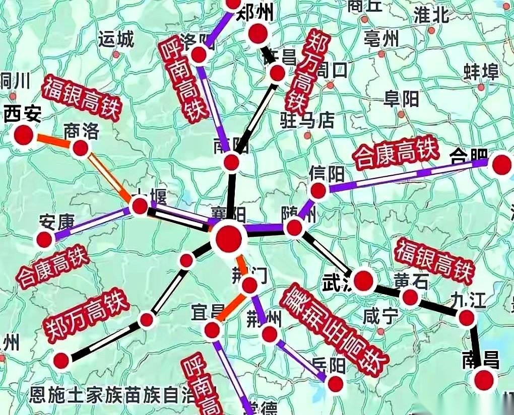 南阳到十堰的高铁路线图出来了，好家伙，一条直线，完美绕开襄阳！今天群里都在转这
